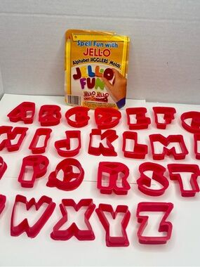 Vintage Jell-O Fun Red Alphabet Jiggler Molds -